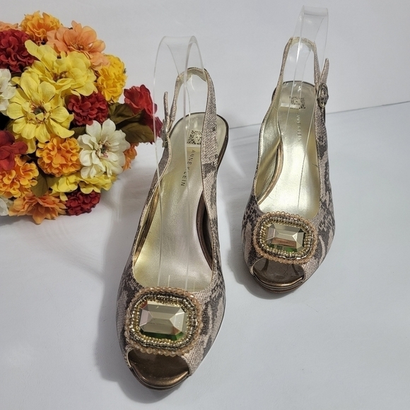 Anne klein women heels Snakeskin print size 10M - Picture 5 of 12